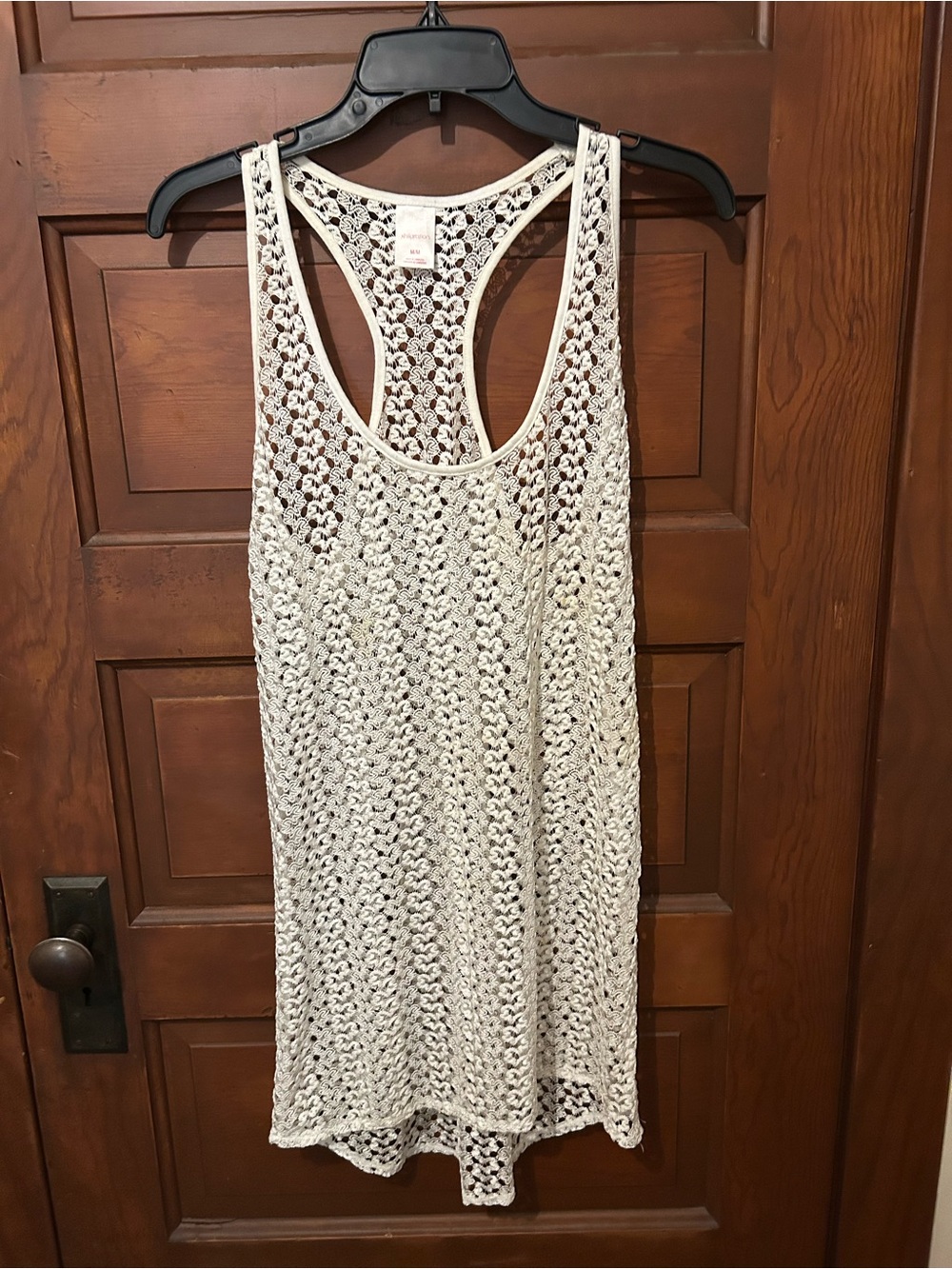 Xhilaration White Crocheted Racerback Tank/Beach Coverup